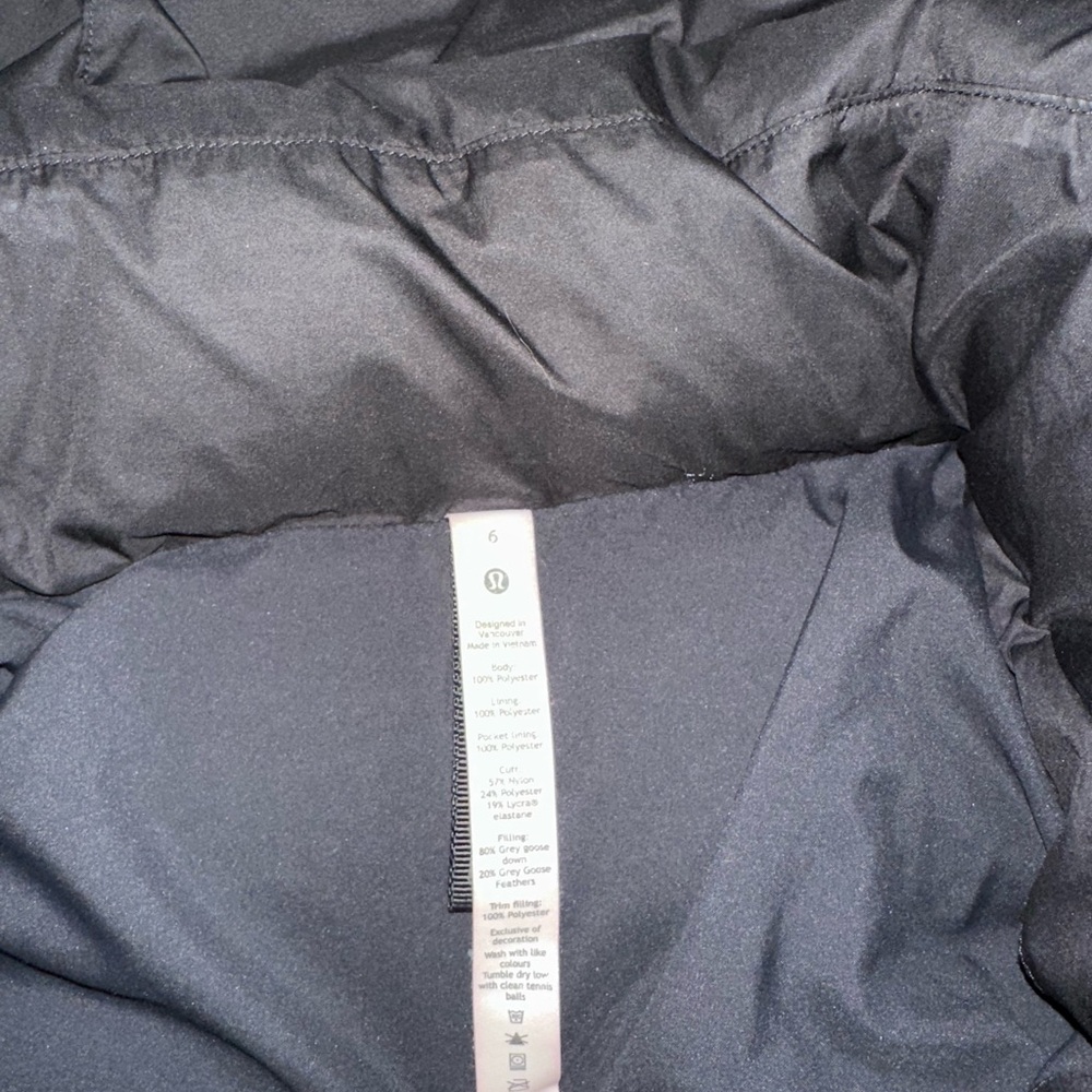 Lululemon puffer jacket size 6